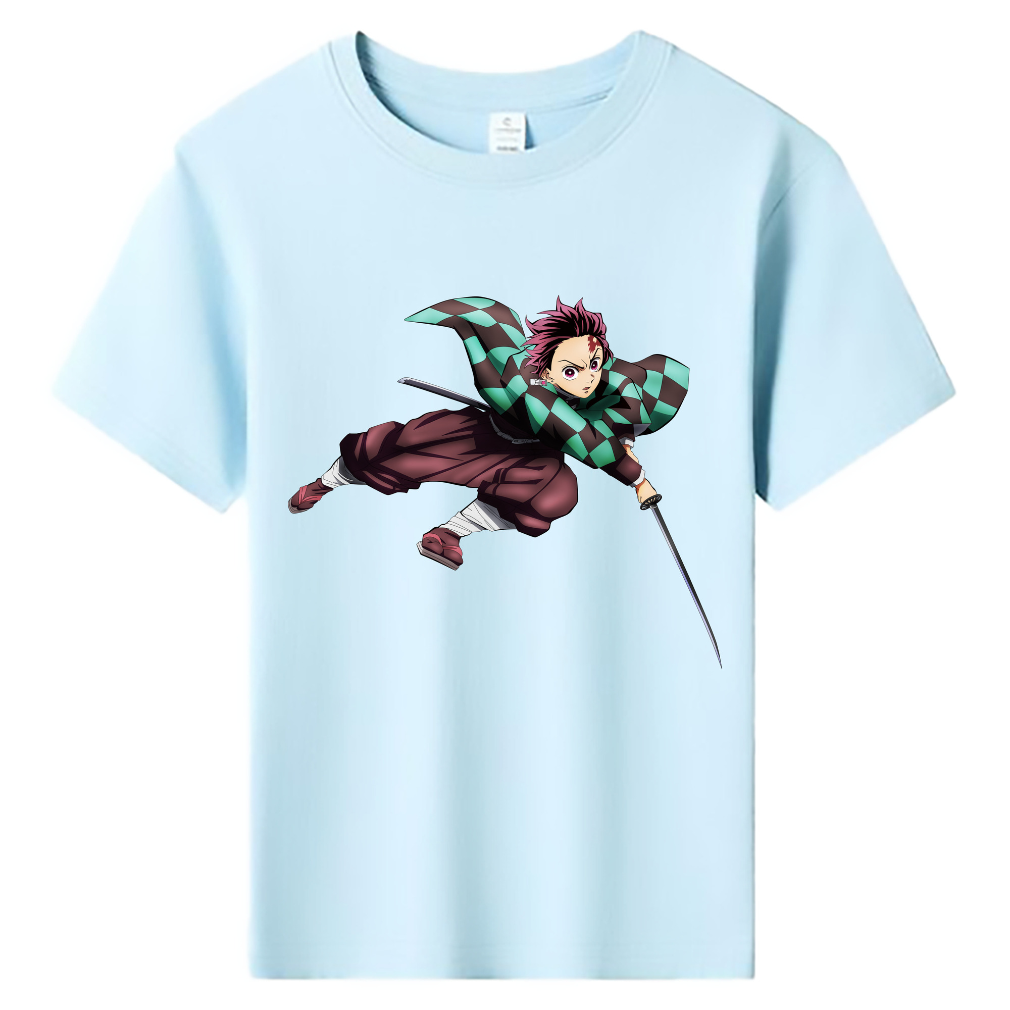 （画像用） 鬼滅の刃 竈門 炭治郎／かまど たんじろう Kamado Tanjirou 綿100％キッズTシャツ（フロントプリント）
